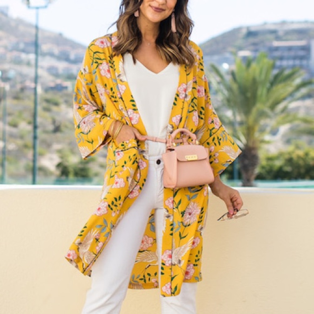 Beltaine Yellow Printed Kimono